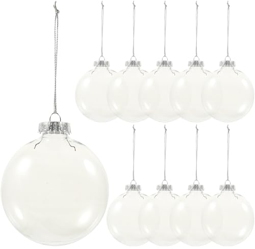 Toyvian Transparente Flache Christbaumkugeln, 10er Pack Wiederverwendbar Transparente DIY Kugeln Zum Basteln Robustem Pet Kunststoff Aufhängen Von Weihnachtsbaumschmuck Und Festlicher Dekoration