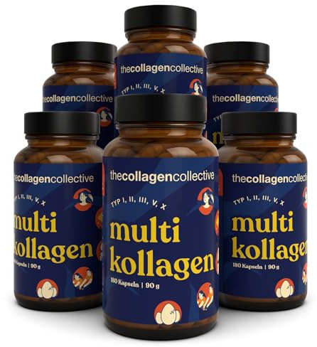 The Collagen Collective Multi Kollagen Kapseln – 6 Pack, Hochdosiert Kollagen Peptide, Bioaktives Kollagenhydrolysat Typ 1 2 3 5 10 für Beauty Haut Haare Gelenke Knochen Nägel Inner Glow
