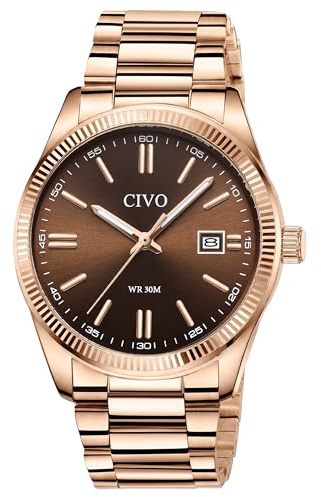 CIVO Herren Uhr Edelstahl Armbanduhr: Einfach Analog Business Herrenuhr mit Leuchtend Datum - Wasserdicht für Arbeit und Freizeit - Stylisch Geschenk für Männer