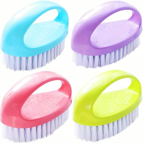 Scrubbing Brushes for Cleaning, Heavy Duty Scrub Brush Nylon Stiff Bristles,Scrubber Cleaner Brush for Bathroom,Showe,Sink,Kitchen,Bathtub,Multi-Purpose Cleaning Brush-4 Pack&Small Size