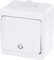 Pulsador de superficie IP54, símbolo de timbre, todo en uno, serie G1, blanco puro