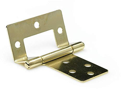2X Brass,CRANKED,Flush Hinges 50mm Door Wood Furniture Cupboard Cabinet (3)