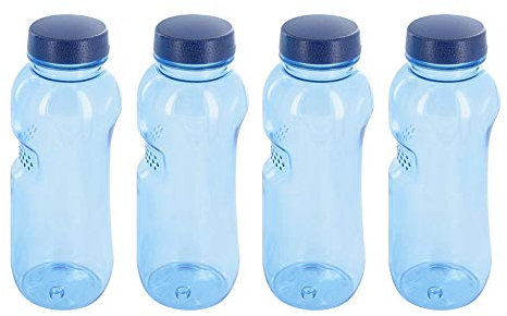 Prime Inventions GmbH Set 4X Tritan Trinkflasche 0,5l mit Deckel - BPA frei, stabil, leichte Reinigung