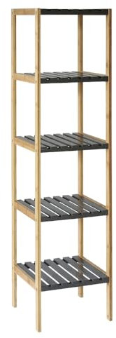 LOLAhome - Estantería de bambú Natural con 5 baldas Grises de Estilo nórdico de 33x34x140 cm, para baño, Cocina o despensa