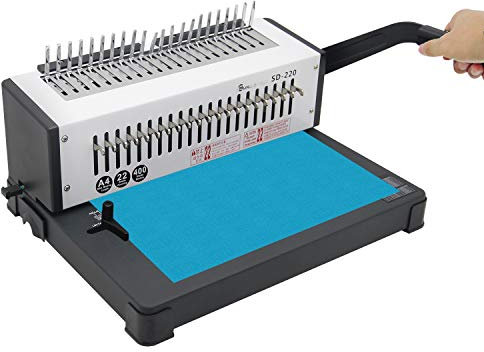 CGOLDENWALL Büro-Kamm-Bindemaschine, 21 Löcher, Spiralbindung, Dokumentenlocher, 22 Stück, Papier und Bindung, 400 Stück, Papier SD-220