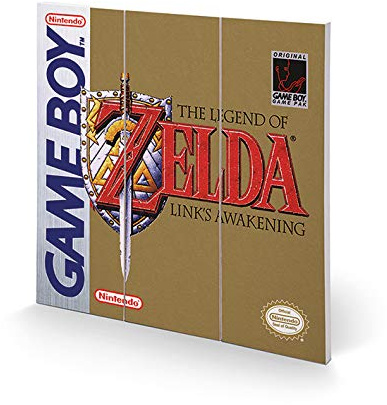 Nintendo Kunstdruck auf Holz, 30 x 30 cm, Motiv: Gameboy (The Legend of Zelda)