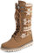 Polar Donna Pelliccia Ecologica Caldo Termica Impermeabile All'Aperto A Passeggio Neve Inverno Suola Di Gomma Calf Stivales - Tan A Maglia - UK3/EU36 - YC0611