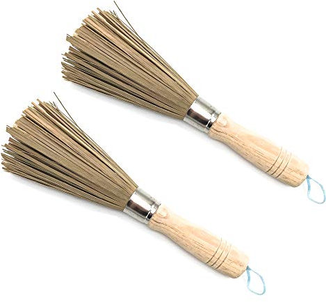 Schneespitze 2Pcs Wok Brosse Bambou,Outil de Nettoyage Wok Brosse Fouet Pot Brosse Naturel Wok Brosse Vaisselle pour Les Cuisines, Les Restaurants Et Les Outils De Nettoyage