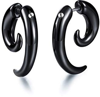 Daesar Schwarz Herren Damen Ohrringe Horn 3-10MM Acryl Ohrstecker Männer Frauen
