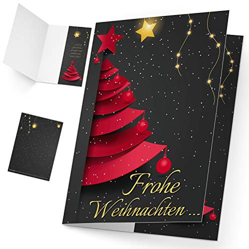 Weihnachtskarten Set (12 Stück) WEIHNACHTSBAUM - edle Premium Klappkarten - ideal privat & geschäftlich - Frohe Weihnachten Karten von BREITENWERK