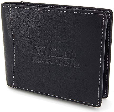 ekavale Leder Geldbörse Herren mit RFID, NFC Schutz Portemonnaie Herren Geldbeutel für Männer mit Münzfach (Schwarz)
