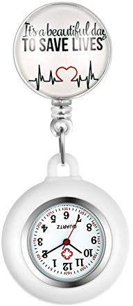 Avaner Krankenschwesteruhr Pflegeruhr Analog Quarzwerk FOB Ansteckuhr mit Pin/Clip Arzt Doktor Medical Taschenuhr aus Silikon