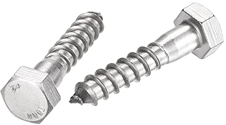 sourcing map Sechskantschrauben, M12 x 60 mm, 304 Edelstahl, Halbgewinde, selbstschneidende Schrauben für Holzschrauben, 5 Stück