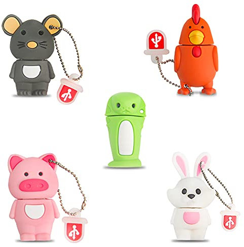 Clé USB 16Go*5, Flash Drive USB Dessin Animé Animal Machine à Coudre Pendrive Mignon Idéal Cadeau pour Enfant Silicone(16Go*5,Animal)