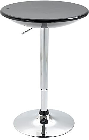 HOMCOM Tavolo Rotondo da Bar con Piano Girevole, Altezza Regolabile con Leva a Gas e Base in Acciaio, Φ61x76-97cm, Nero