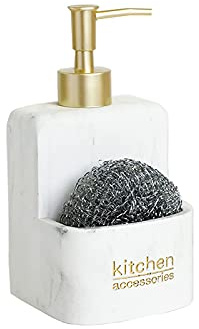 Distributeur de Savon de Cuisine, Distributeur de Savon avec éponge, capacité 350ml, Rangement décoratif de Cuisine, étagères de Cuisine
