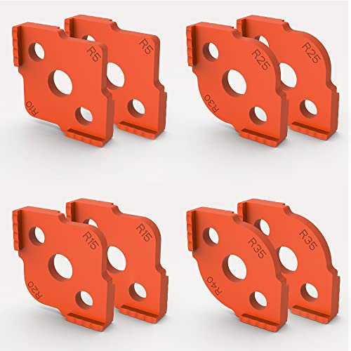 Radius Jig Router Templates, Radius Quick Jig for Woodworking, High Hardness ABS+CNC Jig Radius Corners R5 R10 R15 R20 R25 R30 R35 R40 (8 Pcs Set)