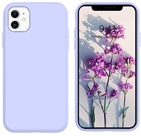 DOMAVER Coque iPhone 11, Silicone Liquide Téléphone Protection Rigide Case Microfibre Doublure Antichoc, Lilas Violet