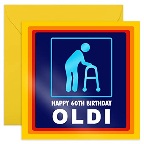 Central 23 Lustige Geburtstagskarte zum 60. Geburtstag – Happy 60th Birthday Oldi – Geschenk zum 60. Geburtstag für Senioren – Papa Mama – Sechziger Jahre – kommt mit lustigen Aufklebern