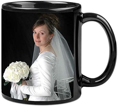 Ocadeau Mug Céramique Noir Personnalisé Photo - Tasse Entièrement Noire Brillante avec Impression Photo Personnalisable
