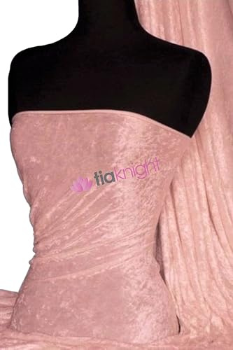 Crushed Velvet Stretch Material | Soft Furnishing, Craft Velour & Dressmaking Fabric | Same Day Dispatch | Sold By The Metre | By Tia Knight Q156 (Milkshake Pink)