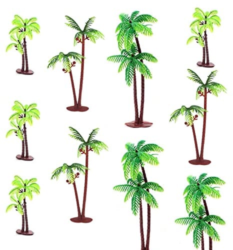 HJYZY 60 pcs Coconut Palm Tree 7cm,9cm,14cm Miniature Plant Pots Bonsai Mini Coconut Tree for Cupcake Topper, Cake Decorations, Aquarium Plants Building Model Landscape