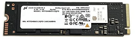 Micron Disque SSD 512 Go 2210 NVMe PCIe Gen3 x4 MTFDHBA512QFD M09630-001 pour ordinateur portable HP Dell Lenovo Ultrabook de bureau