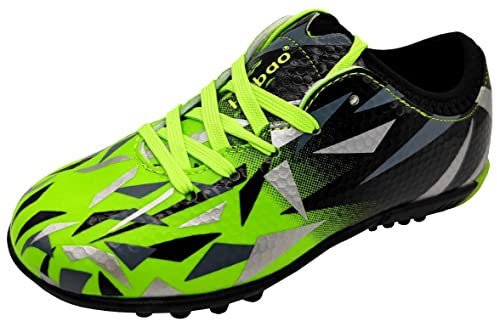tiebaoGanar Kinder Fussballschuhe Turf Cleat Fußballschuhe Firm Ground Schnürsenkel Athletics Trainingsschuhe Outdoor Sportschueh für Jungen Mädchen Grün TBG-S76516/Green-40