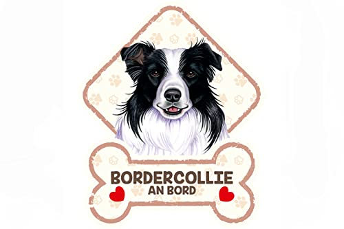 power gift Border Collie - Farbenfrohes Tierschild für Heck oder Seitenscheiben mit Saugnäpfen. Warnschild. Saugnapftafel mit Hunde Abbildung und passenden Text. 07.