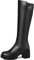Diuniarza Stivali Alti Al Ginocchio da Donna con Tacco Medio, Stivaletto Tacco a Blocco Zip Punta Rotonda Boots Eleganti con Plateau, 19909Qgb Nero/Hm Numero 42 EU