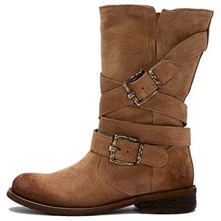 Felmini - Scarpe Donna - Innamorarsi com GREDO 8562 - Stivali Biker - In Pelle Genuina - Marrone - 42 EU Size