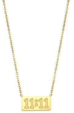 HIJONES Womens Stainless Steel 11 11 Angel Number Necklace Dainty Bar Pendant Necklace Choker Chain Numerology Jewellery