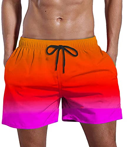 Vinesand Pantaloni corti da jogging da uomo alla moda e comodi pantaloni da spiaggia con gradiente di colore MTB Pantaloni corti da uomo, rosa intenso, M