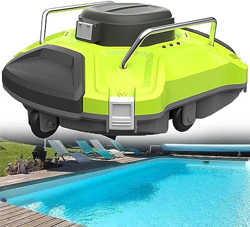 RayGenius Robot Nettoyeur de Piscine sans Fil IPX8 Waterproof Dual-Motor Suction Self-Parking 120Mins Runtime Automatic Pool Vacuum