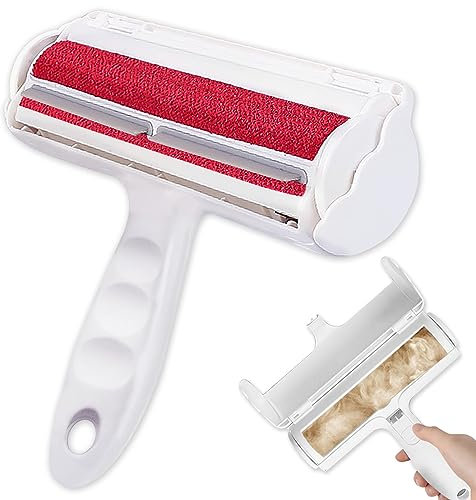 Phantasy® Tierhaarentferner Fusselrolle, Tierhaarentferner für Haustierhaar und Katzenhaare Wiederverwendbar, Entfernung Tierhaar von Sofa, Bett und Kleidung, Rot