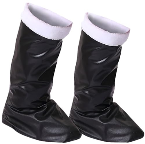 Clearance UK Kid's Santa Claus Costume Boots Covers Christmas PU Leather Santa Boot Tops Fancy Dress Footwear for Kids