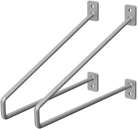 ML-Design 2 Stück Regalhalterung, 265 mm, Silber, aus Stahl, Haarnadel Regalhalterungen, Schwebe Regalwinkel, Hairpin Wandhalterung, Regalträger für Wandmontage, Industrielle Wandregal, Wandkonsole
