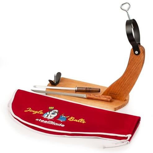 steelBlade - Jamonero Góndola + Cubre Jamón Kukuxumusu + Cuchillo Jamonero y Chaira - Soporte Jamonero fabricado en España