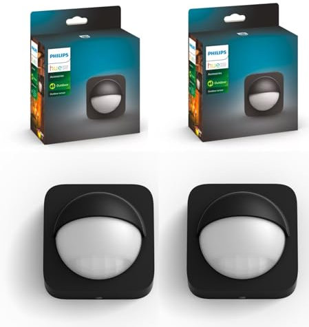 Philips Hue – 2X Outdoor Bewegungsmelder mit Tageslichtsensor, Schwarzk für smarte Beleuchtung, automatische Lichtsteuerung bei Bewegung für EIN sicheres Zuhause,