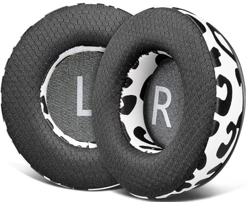 SOULWIT 90mm Mesh Fabric Earpads Replacement for AKG Pro Audio K845 K845BT K545 K540 K275 K267 K245 K182 K167 Headphones, Ear Pads Cushions with Noise Isolation Foam - Snow Leopard