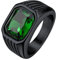 Bestyle Herren Edelstein Ring aus Edelstahl mit Zirkonia Männer 10 * 12mm Smaragd Stein Bandring Siegelring Retro Gothic-Ring, Schwarz, Größe 70