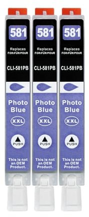 3 XXL Druckerpatronen kompatibel zu CLI-581 PB Fotoblau für Canon PIXMA TS8150 TS8250 TS8350 TS9150 TS8151 TS8152 TS8251 TS8252 TS8351 TS8352 TS9155