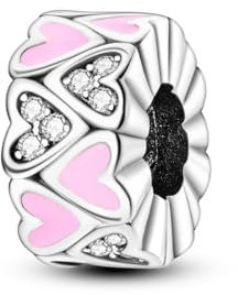 Parmuz Clip-Anhänger für Armband 925 Sterling Silber mit Zirkonia besetzt mit Clipverschluss Abstandshalter Perle Schmetterling Stern Mond böser Blick Verschluss für Damen