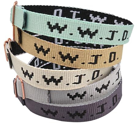 Canopus pet WWJD Armband-Set, 5-teilig, Gurtband, Armbänder mit Aufschrift What Would Jesus Do, christliche Armbänder, handgefertigt, bunt, verstellbar, religiös, gewebte Armbänder für