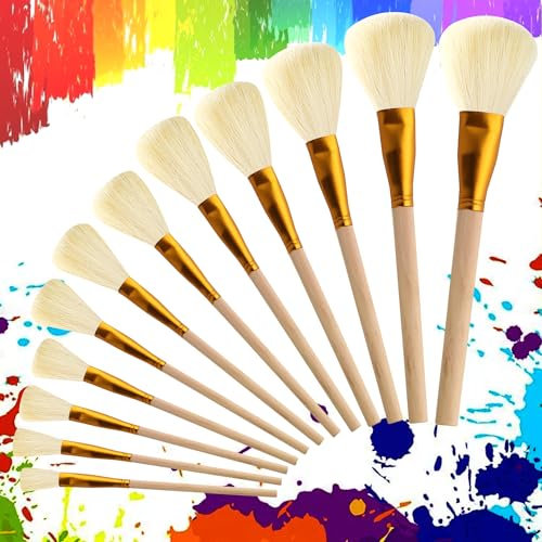 Dncvb 12 Pieces Versatile Gilding Brush Set Blending Brushes for Acrylic Painting Goat Hair Mop Brushes Soft Paint Brush for Wartercolor Craft Foil Gold Leaf Flakes Sheets