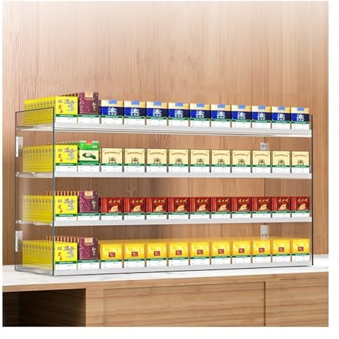 Zfmnoyev Porte - Cigarette Mural, présentoir de Cigarettes, Porte - Cigarette rectangulaire, Poussoir Automatique, boîte Acrylique pour Magasin de marché (Couleur : Clair, Taille : 44x27x50cm)