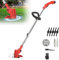 Desbrozadora eléctrica inalámbrica con batería, 12 V Corte Borde inalámbrico Herramientas de jardín motorizado con 3 Tipos de Cuchillas para Corte de jardín, césped y Tierra agrícola (Rojo)