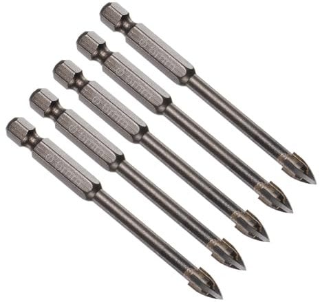 CoCud Titan-Mauerwerk-Bohrer, 6mm Schneiddurchmesser 78mm Länge 1/4 Sechskantschaft Karbid-Kreuzspitze Betonbohrer Gelb - (für Holz Glas Ziegel Zement), 5 Stück