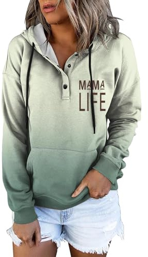 Cocila Kleidung Einfärben Sweatshirt Print Langarm Hoodie Pullover Button Hoodie Fleecejacke Damen Rot