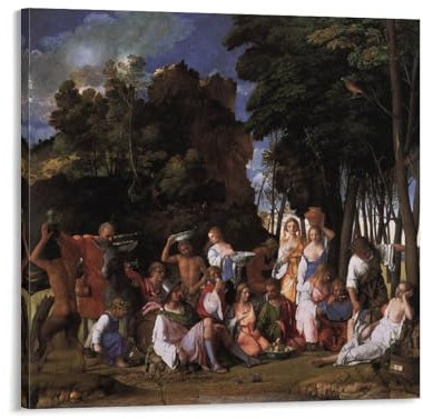 Das Fest der Götter von Giovanni Bellini, Renaissance-Kunstposter, berühmtes Gemälde, Leinwand, Wandkunst, Poster, dekorativ, moderner Druck, Bild, Kunstwerke, Poster, 50 x 50 cm